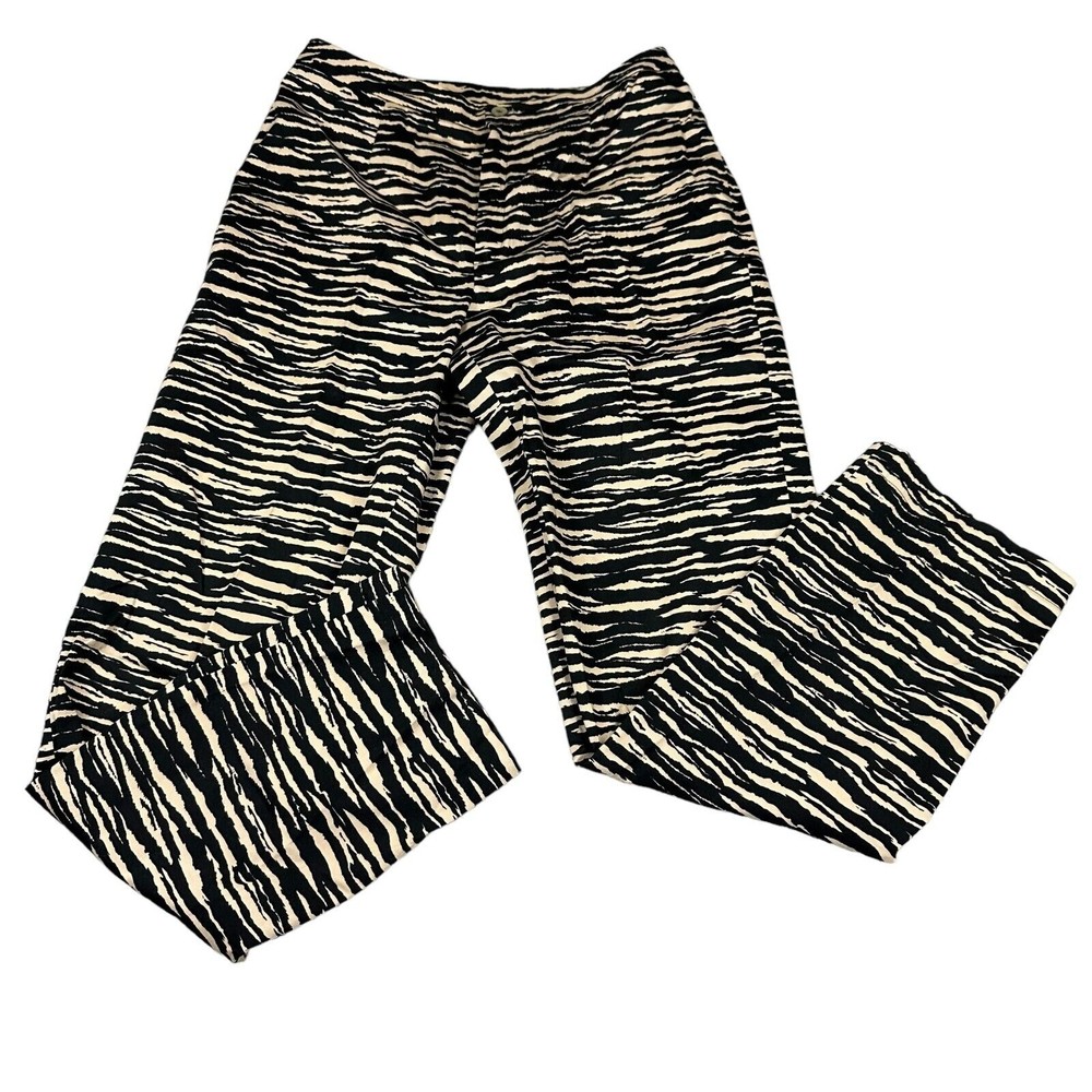 Dana Buchman‎ Size 6 Womens Cotton Zebra Striped Tan & Black Skinny Leg Pants